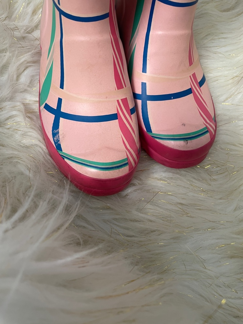 Hunter Pink and Teal Patterned Kids Rain Boots - Picture 11 of 13